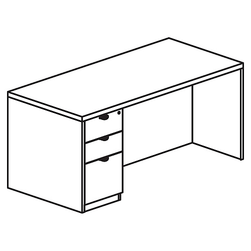 Lorell Prominence 2.0 Left-Pedestal Desk x 1" Thickness Top, 29" Height x 60" Width x 30" Depth - 3 x File, Box Drawer(s) - Single Pedestal on Left Side - Band Edge - Material: Particleboard - Finish: Mahogany Laminate, Thermofused Melami (LLRPD3060LSPMY)