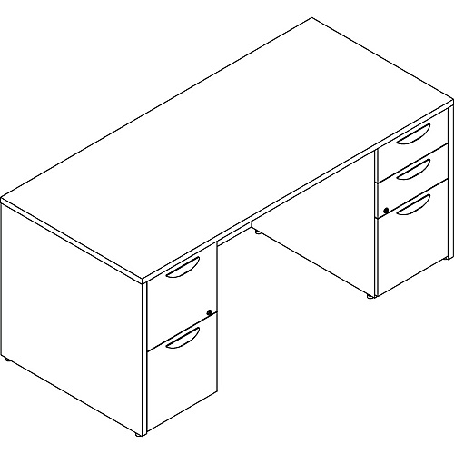 Lorell Prominence 2.0 Double-Pedestal Desk x 1" Thickness Top, 29" Height x 66" Width x 30" Depth - 5 x File, Box Drawer(s) - Double Pedestal - Band Edge - Material: Particleboard - Finish: Mahogany Laminate, Thermofused Melamine (TFM) (LLRPD3066DPMY)
