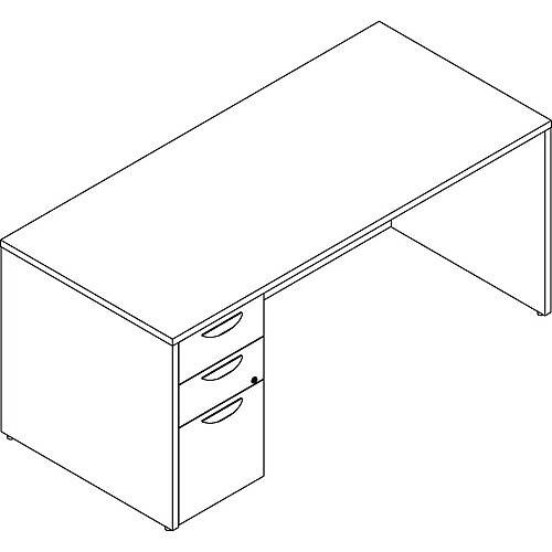 Lorell Prominence 2.0 Left-Pedestal Desk x 1" Thickness Top, 29" Height x 66" Width x 30" Depth - 3 x File, Box Drawer(s) - Single Pedestal on Left Side - Band Edge - Material: Particleboard - Finish: Mahogany Laminate, Thermofused Melami (LLRPD3066LSPMY)