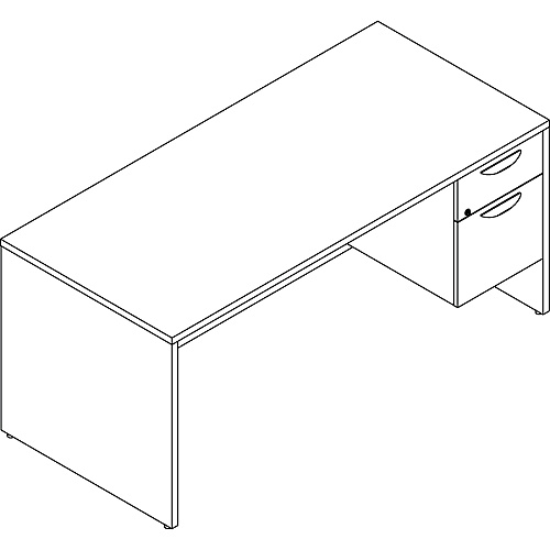 Lorell Prominence 2.0 3/4 Right-Pedestal Desk 1" Thickness Top, 29" Height x 66" Width x 30" Depth - Total Drawer(s): 2 - Single Pedestal on Right Side - Band Edge - Material: Particleboard - Finish: Mahogany Laminate, Thermofused Melamine (LLRPD3066QRMY)