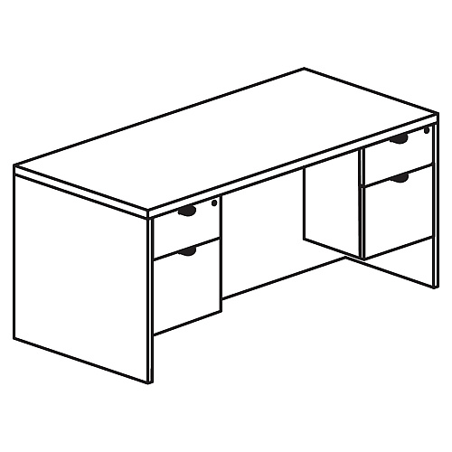 Lorell Prominence 2.0 Mahogany Laminate Double-Pedestal Desk - 2-Drawer 1" Thickness Top, 29" Height x 72" Width x 36" Depth - Total Drawer(s): 2 - Double Pedestal - Band Edge - Material: Particleboard - Finish: Mahogany Laminate, Thermof (LLRPD3672QDPMY)