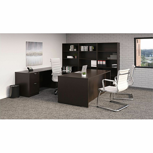 Lorell Prominence 2.0 Left Return 29" Height x 42" Width x 24" Depth, x 1" Thickness Top - 2 x File Drawer(s) - Band Edge - Material: Particleboard - Finish: Espresso Laminate, Thermofused Melamine (TFM) (LLRPR2442LES)