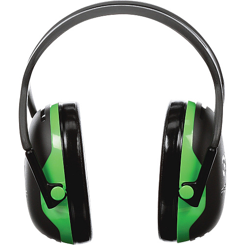 Peltor Over-the-head Earmuffs Recommended for: Food Processing, Metalworking, Manufacturing, Printing, Automotive, Construction, Mining, Woodworking, Airport - Noise Reduction Rating Protection - Black/Green - 1 Each (X1A)
