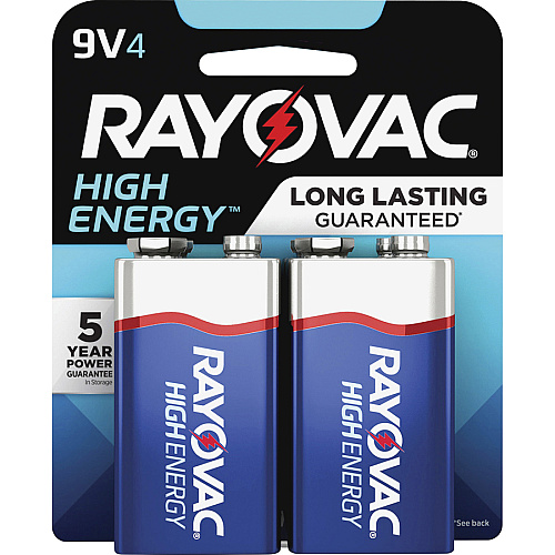 Rayovac High-Energy Alkaline 9-Volt Battery 4-Packs For Multipurpose - 9V - 9 V DC - 4/Pack - 12 / Carton (A16044TKCT)