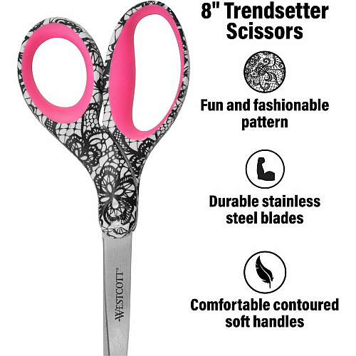 Westcott 8" Fashion Scissors 8" Overall Length - Left/Right - Stainless Steel - Multi - 1 Each (16660)
