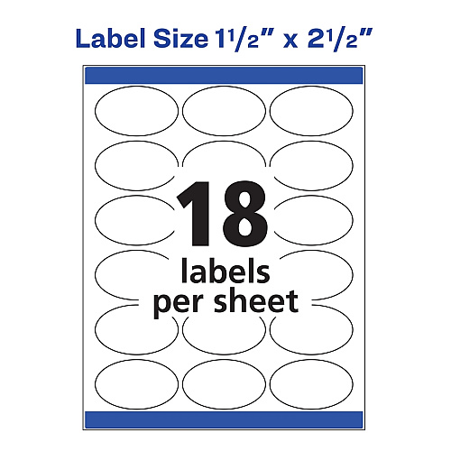 Avery&reg; Sure Feed Glossy Labels 1 1/2" Width x 2 1/2" Length - Permanent Adhesive - Oval - Laser, Inkjet - Crystal Clear - Film - 18 / Sheet - 10 Total Sheets - 180 Total Label(s) - 180 / Pack (22854)