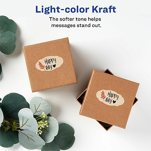 Avery&reg; Multipurpose Label Waterproof - 1 1/8" Width x 2 1/4" Length - Permanent Adhesive - Oval Scallop - Inkjet, Laser - Matte Kraft Brown - Matte - Paper - Customizable, Easy Peel, Permanent Adhesive, Pop Up Edge, Print-to-the Edge, PVC-free (22855)