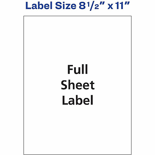 Avery&reg; Shipping Address Labels, Full Sheet Labels, Permanent, 500 Labels x 8 1/2" Width x 11" Length - Full Sheet - Permanent Adhesive - Laser - Matte - White - Paper - Permanent Adhesive, Stick & Stay, Jam-free, Smudge Resistant, Customizable (91200)