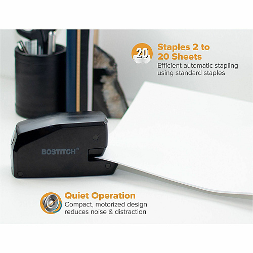 Bostitch 20-sheet Electric Stapler Staples Upto 20 Sheet - Holds Upto 105 Staple - Half Strip - 4 x AA - Black - 1 Each (MDS20)