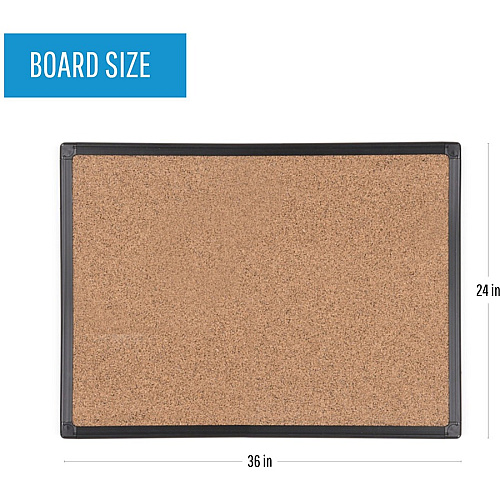 MasterVision Techcork Board 36" Board Height x 24" Board Width - Brown Rubber Surface - Self-healing - Black Aluminum Frame - 1 Each (SF132209368)