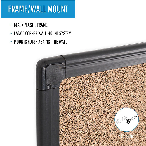 MasterVision Techcork Board 36" Board Height x 24" Board Width - Brown Rubber Surface - Self-healing - Black Aluminum Frame - 1 Each (SF132209368)
