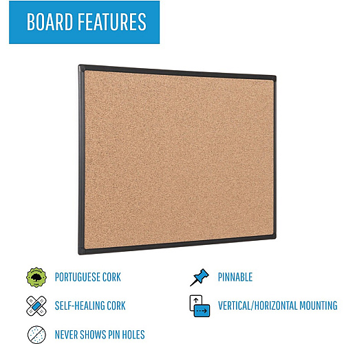 MasterVision Techcork Board 48" Board Height x 36" Board Width - Brown Rubber Surface - Self-healing - Black Aluminum Frame - 1 Each (SF152209368)
