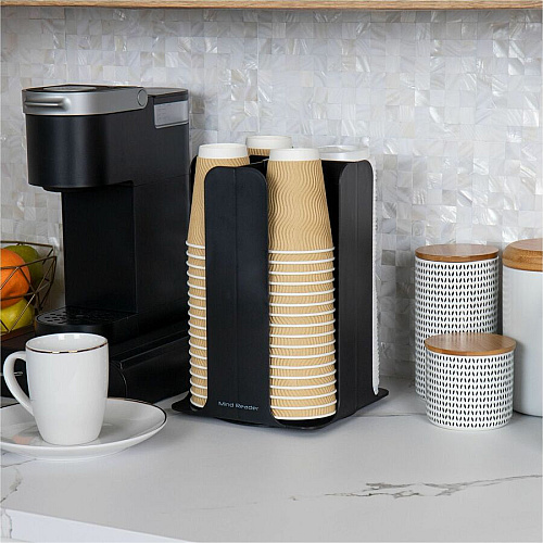 Mind Reader Totem Breakroom Cup/Lid Holder 80 Cup Capacity - Black - 1 Each (CDISPBLK)