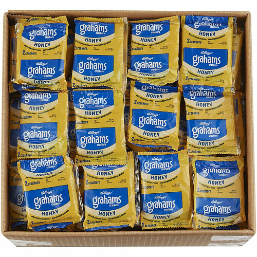 Kellogg's Grahams Honey Crackers Individually Wrapped - Honey - 0.49 oz - 2/Pack - 200 / Carton (38406)
