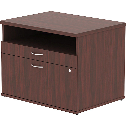 Lorell Relevance Series 2-Drawer File Cabinet Credenza w/Open Shelf 23.1" Height x 29.5" Width x 22" Depth - 2 x File Drawer(s) - 1 Shelve(s) - Finish: Mahogany, Laminate (LLR16212)