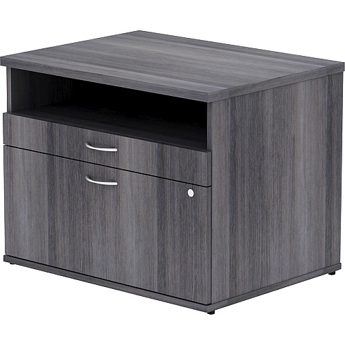 Lorell Relevance Series 2-Drawer File Cabinet Credenza w/Open Shelf 23.1" Height x 29.5" Width x 22" Depth - 2 x File Drawer(s) - 1 Shelve(s) - Finish: Charcoal, Laminate (LLR16213)