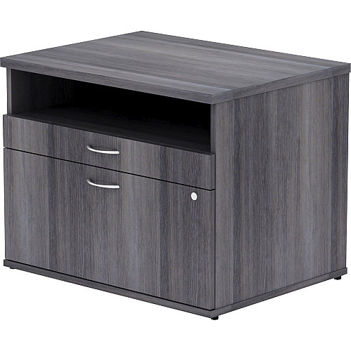 Lorell Relevance Series 2-Drawer File Cabinet Credenza w/Open Shelf 23.1" Height x 29.5" Width x 22" Depth - 2 x File Drawer(s) - 1 Shelve(s) - Finish: Charcoal, Laminate (LLR16213)