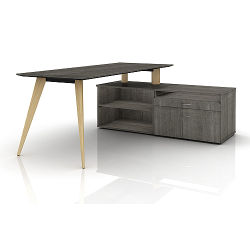 Lorell Relevance Series Storage Cabinet Credenza w/No Doors 23.1" Height x 29.5" Width x 22" Depth - 2 Shelve(s) - Finish: Weathered Charcoal, Laminate (LLR16215)