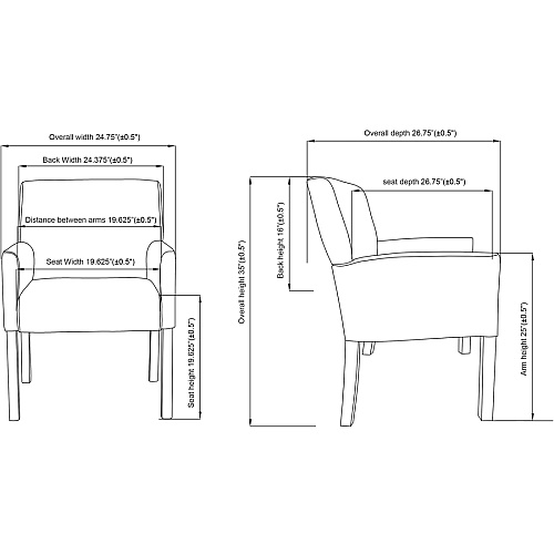 Lorell Full-sided Upholstered Arms Guest Chair Black Seat Color - Leather Seat Material - Black Back Color - Leather Back Material - Mahogany Frame Color - Wood Frame Material - 1 Each (LLR20027)