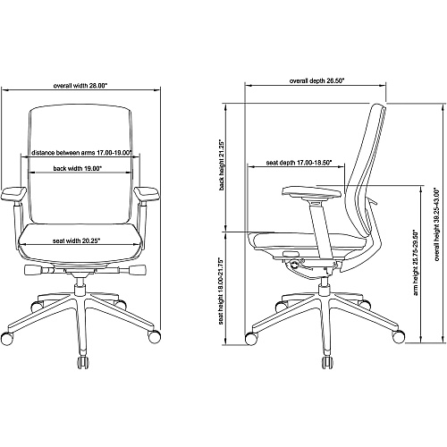 Lorell Premium Mid-Back Chair with Adjustable Arms Black Seat Color - Fabric Seat Material - Black Back Color - Fabric Back Material - Mid Back - 5-star Base - Armrest - 1 Each (LLR42172)
