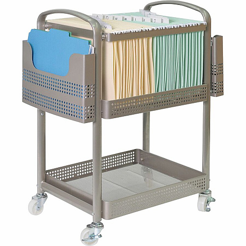 Lorell Mobile File Cart 12.50" Length x 22.40" Width x 25.25" Height - Metal Frame - Champagne Gold - 1 Each (LLR45654)