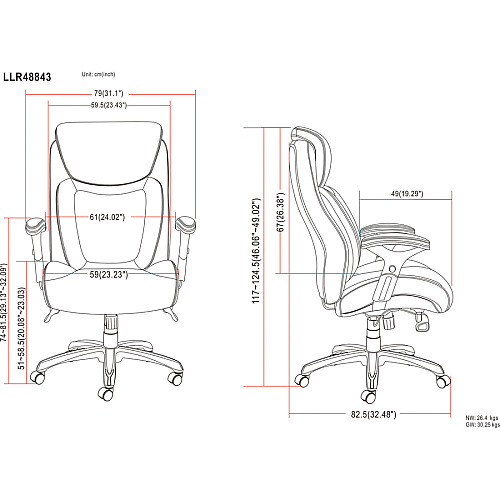 Lorell Wellness by Design Big & Tall Chair with Flexible Air Technology Black Seat Color - Bonded Leather Seat Material - Black Back Color - Bonded Leather Back Material - 5-star Base - Armrest - 1 Each (LLR48843)