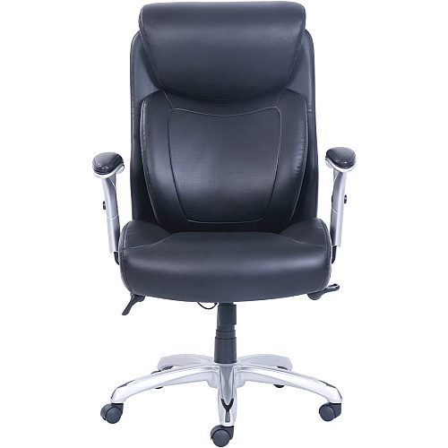 Lorell Wellness by Design Big & Tall Chair with Flexible Air Technology Black Seat Color - Bonded Leather Seat Material - Black Back Color - Bonded Leather Back Material - 5-star Base - Armrest - 1 Each (LLR48843)