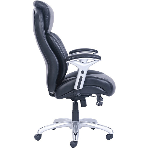 Lorell Wellness by Design Big & Tall Chair with Flexible Air Technology Black Seat Color - Bonded Leather Seat Material - Black Back Color - Bonded Leather Back Material - 5-star Base - Armrest - 1 Each (LLR48843)
