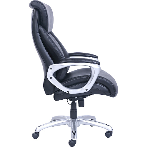 Lorell Wellness by Design Big & Tall Chair with Flexible Air Technology Black Seat Color - Bonded Leather Seat Material - Black Back Color - Bonded Leather Back Material - 5-star Base - Armrest - 1 Each (LLR48845)