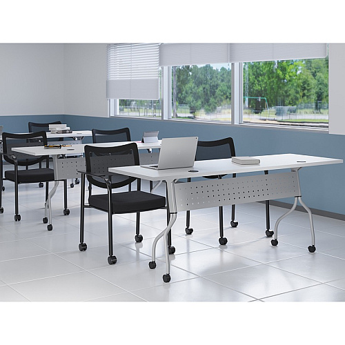 Lorell Mesh Back Guest Chair with Arms Fabric Seat Material - Plastic Frame Material - Four-legged Base - Black - Armrest - 1 Each (LLR60511)
