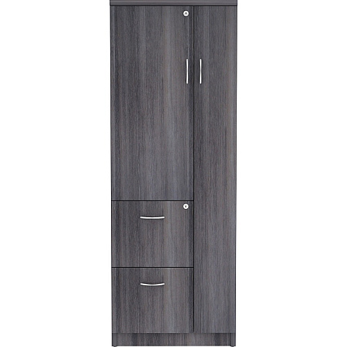 Lorell Essentials/Revelance Tall Storage Cabinet 65.6" Height x 23.6" Width x 23.6" Depth - 2 - 2 Shelve(s) - Material: Medium Density Fiberboard (MDF), Particleboard - Finish: Weathered Charcoal - Abrasion Resistant (LLR69659)