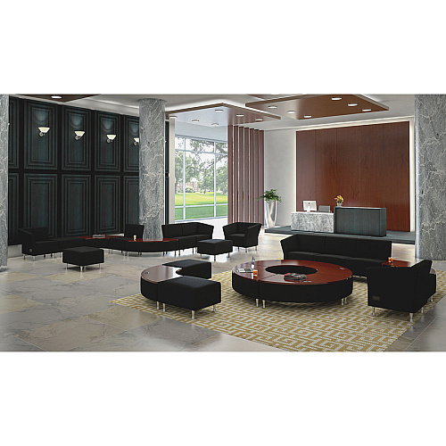 Lorell Fuze Modular Series Square Lounge Chair Black Seat Color - Leather Seat Material - Black Back Color - Leather Back Material - Brushed Aluminum Frame Material - High Back - 1 Each (LLR86916)