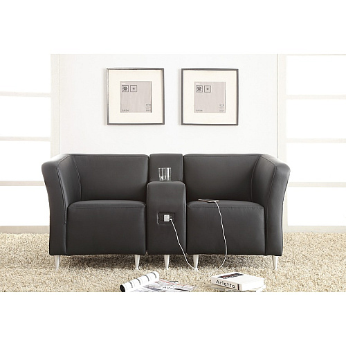 Lorell Fuze Modular Series Lounge Adder Arm Black - Leather - 1 Each (LLR86923)