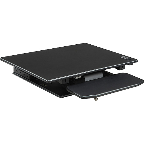 Lorell Electric Desk Riser with Keyboard Tray Up to 33" Screen Support - Flat Panel Display Type Supported - 17.13" Height x 28.75" Width x 35.75" Depth - Desktop - Aluminum - Black (LLR99552)