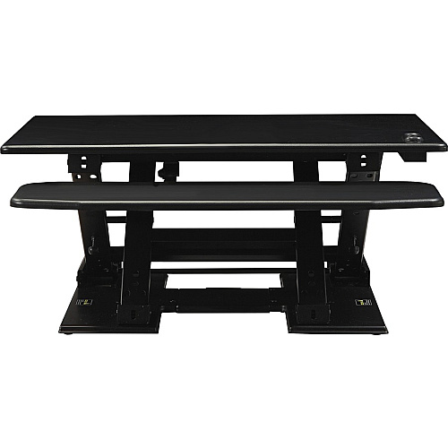 Lorell Electric Desk Riser with Keyboard Tray Up to 33" Screen Support - Flat Panel Display Type Supported - 17.13" Height x 28.75" Width x 35.75" Depth - Desktop - Aluminum - Black (LLR99552)