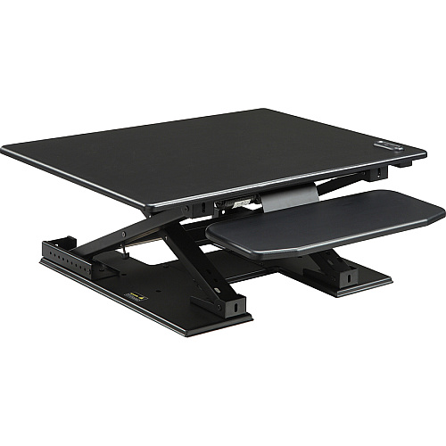 Lorell Electric Desk Riser with Keyboard Tray Up to 33" Screen Support - Flat Panel Display Type Supported - 17.13" Height x 28.75" Width x 35.75" Depth - Desktop - Aluminum - Black (LLR99552)