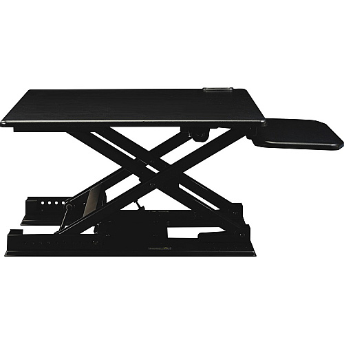 Lorell Electric Desk Riser with Keyboard Tray Up to 33" Screen Support - Flat Panel Display Type Supported - 17.13" Height x 28.75" Width x 35.75" Depth - Desktop - Aluminum - Black (LLR99552)
