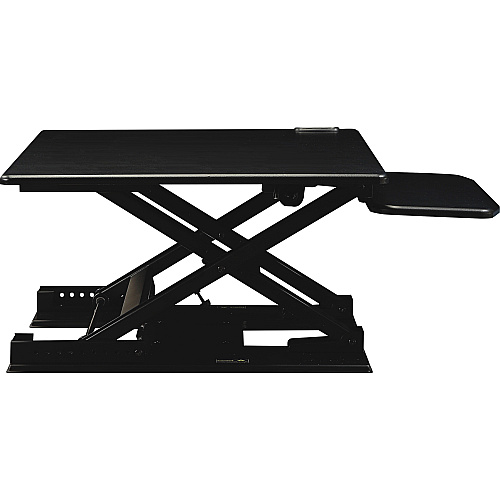 Lorell Electric Desk Riser with Keyboard Tray Up to 33" Screen Support - Flat Panel Display Type Supported - 17.13" Height x 28.75" Width x 35.75" Depth - Desktop - Aluminum - Black (LLR99552)