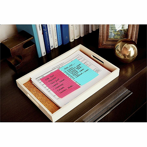 Post-it&reg; Notes Original Notepads - Poptimistic Color Collection 4" Flag/Note Width x 6" Flag/Note Length - Rectangle - 100 Sheets per Pad - Ruled - Power Pink, Neon Green, Aqua, Neon Orange, Guava Pink - Self-adhesive, Self-stick - 5 / Pack (6605AN)