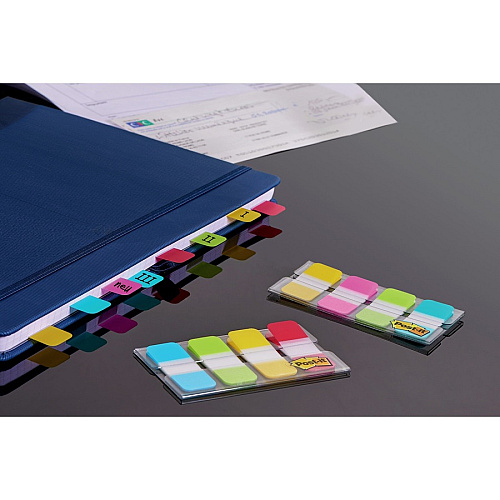 Post-it&reg; Easy Dispenser Tabs 40 Tab(s) - 0.63" Tab Width - Self-adhesive - Yellow, Red, Green, Blue Tab(s) - 40 / Pack (676ALYR)