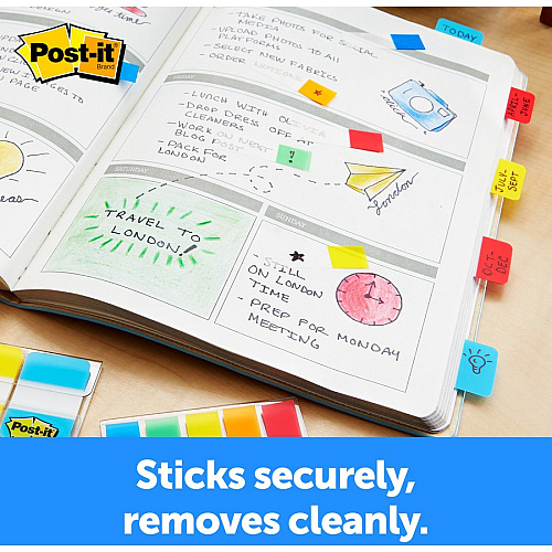 Post-it&reg; Alternating Tabs 36 Tab(s) - 1" Tab Height x 1.50" Tab Width - Self-adhesive - Green Poly, Orange, Red, Yellow, Pink, Blue Tab(s) - 36 / Pack (686ALOPRYT)