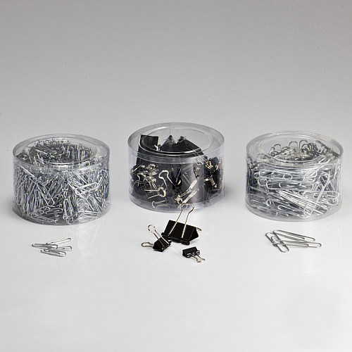 Officemate Clip Value Pack Jumbo - No. 2 - 13" Width - 10 Sheet Capacity - for Document, Paper - Smooth, Reusable, Storage Tub - Black, Silver - Metal - 1 Each (97300)