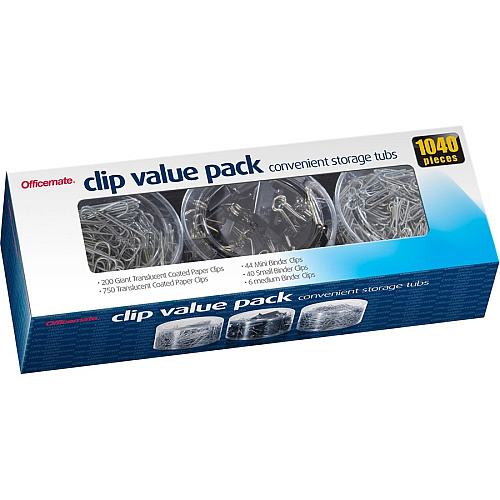 Officemate Clip Value Pack Jumbo - No. 2 - 13" Width - 10 Sheet Capacity - for Document, Paper - Smooth, Reusable, Storage Tub - Black, Silver - Metal - 1 Each (97300)