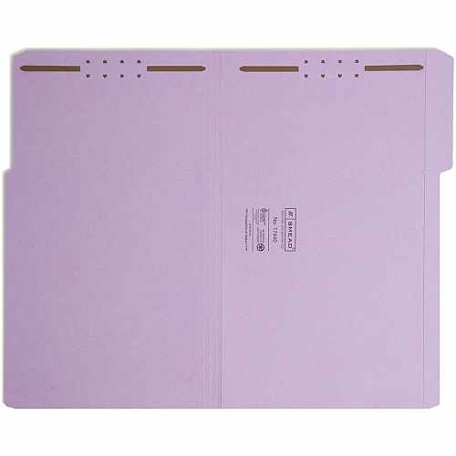 Smead 1/3 Tab Cut Legal Recycled Fastener Folder 8 1/2" x 14" - 2 Fastener(s) - Top Tab Location - Assorted Tab Position - Lavender - 10% Recycled - 50 / Box (17440)