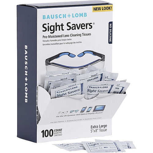 Bausch & Lomb Bausch + Lomb Sight Savers Lens Cleaning Tissues For Eyeglasses, Monitor, Camera Lens, Binocular - Anti-fog, Anti-static, Pre-moistened, Silicone-free, Individually Wrapped - Multi - 100/Box - 2 / Bundle (8574GMBD)