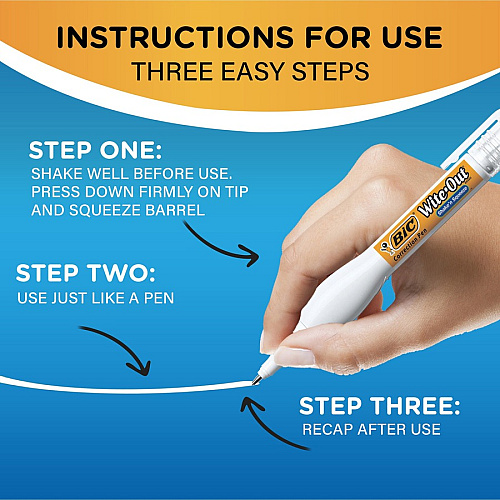 Wite-Out Shake 'N Squeeze Correction Pen Pen Applicator - 8 mL - White - Fast-drying - 12 / Box (WOSQP11BX)