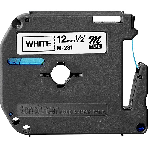 Brother P-touch Nonlaminated M Series Tape Cartridge 1/2" Width - Direct Thermal - White - Non-laminated, Self-adhesive - 4 / Bundle (M231BD)