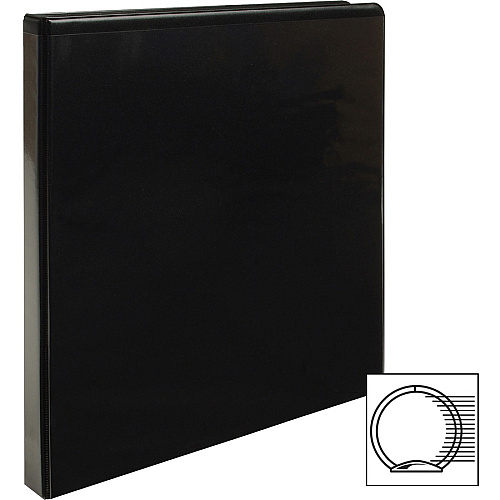Business Source Round-ring View Binder 1/2" Binder Capacity - Letter - 8 1/2" x 11" Sheet Size - 125 Sheet Capacity - Fastener(s): Round Ring - Pocket(s): 2, Internal - Polypropylene - Black - Sturdy, Non-glare, Exposed Rivet, Durable, Gap-fr (BSN09950BD)
