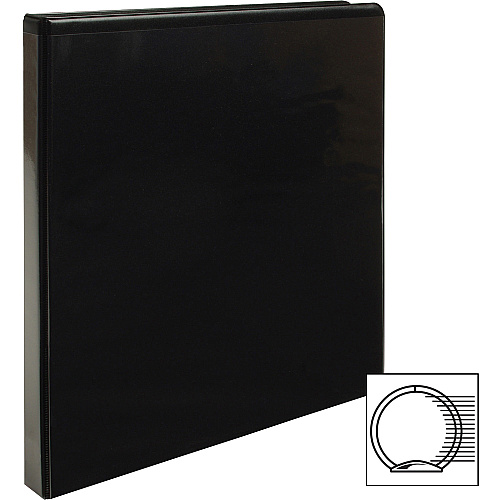 Business Source Round-ring View Binder 1/2" Binder Capacity - Letter - 8 1/2" x 11" Sheet Size - 125 Sheet Capacity - Fastener(s): Round Ring - Pocket(s): 2, Internal - Polypropylene - Black - Sturdy, Non-glare, Exposed Rivet, Durable, Gap-fr (BSN09950BD)