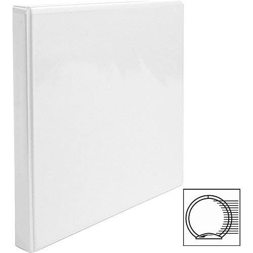 Business Source Round-ring View Binder 1/2" Binder Capacity - Letter - 8 1/2" x 11" Sheet Size - 125 Sheet Capacity - Fastener(s): Round Ring - Pocket(s): 2, Internal - Polypropylene - White - Sturdy, Non-glare, Exposed Rivet, Durable, Wrinkl (BSN09951BD)